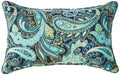 Pillow Perfect Paisley Indoor/Outdoor Accent Throw Pillow, Plush Fill, Weather, and Fade Resistant, Lumbar - 11.5 x 18.5 , Blue/