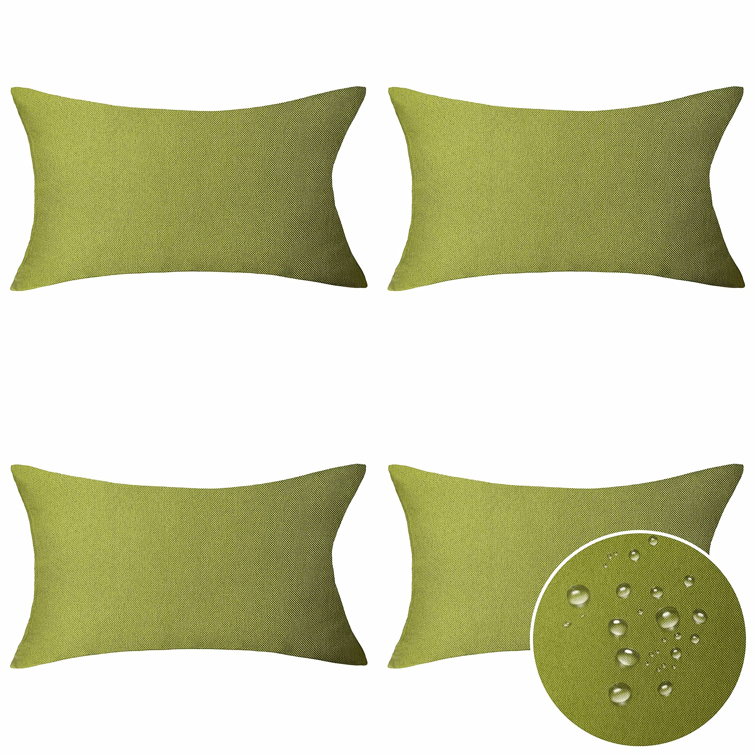Home Brilliant Pillow Cover 12X20 Waterproof Green Throw Pillow Covers Rectangular Set Of 4 Outdoor Pillows Covers For Patio Dec