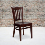 Flash Furniture HERCULES Series Vertical Slat Back Mahogany Wood Restaurant Chair