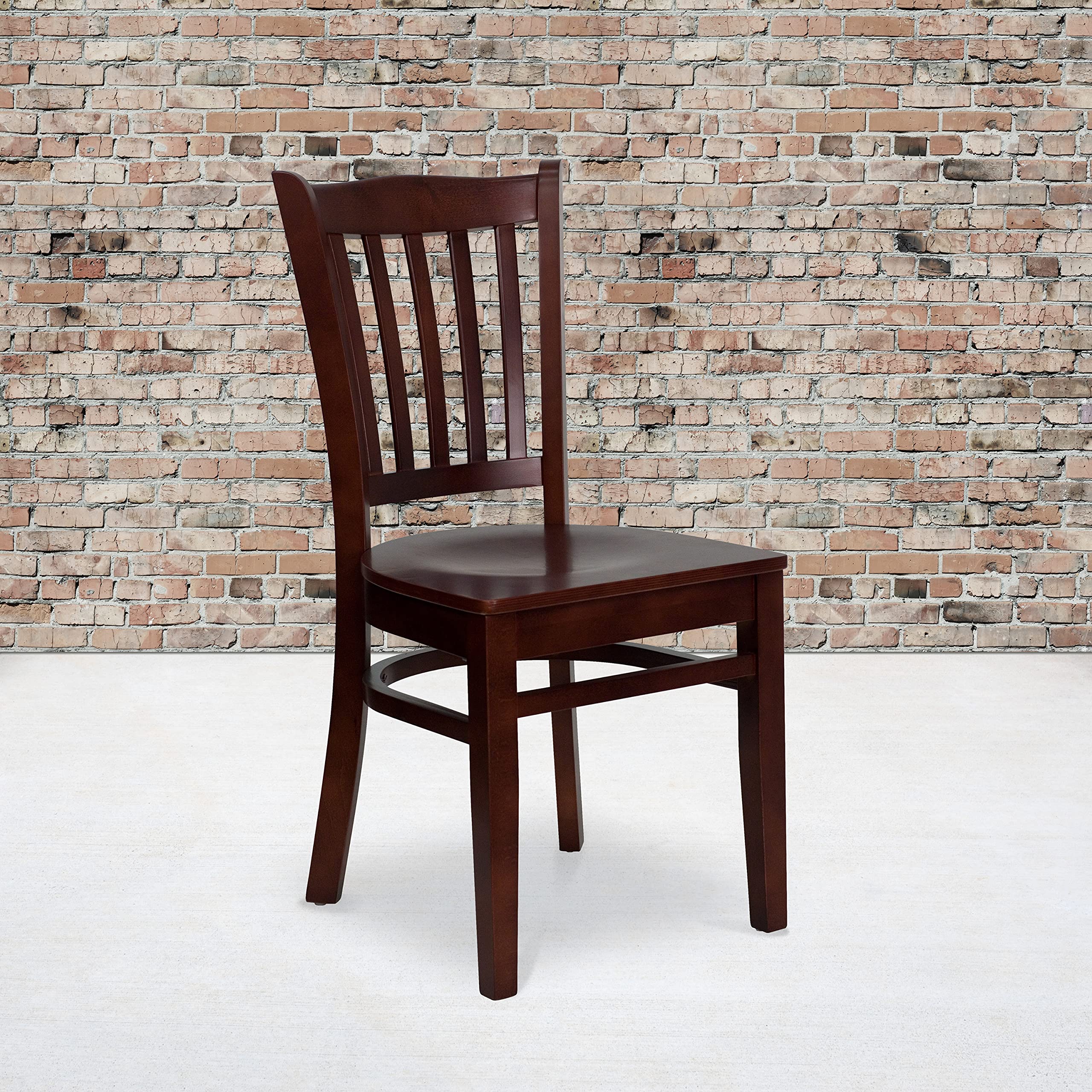Flash Furniture HERCULES Series Vertical Slat Back Mahogany Wood Restaurant Chair