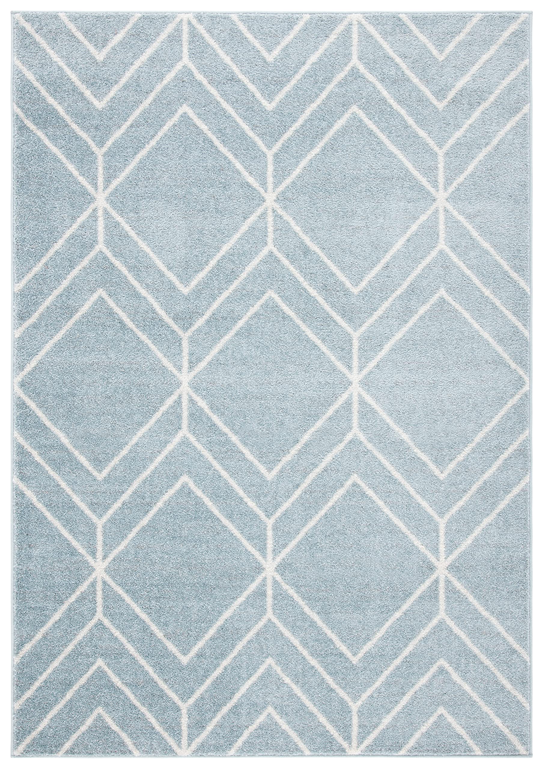 SAFAVIEH Adirondack Collection Accent Rug - 26 x 4, Blue & Ivory, Modern Geometric Design, Non-Shedding & Easy Care, Ideal for
