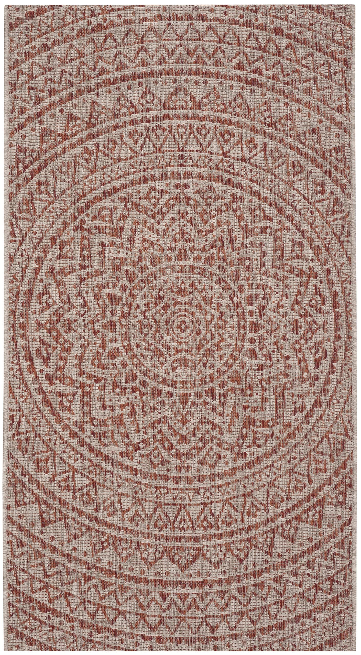 Safavieh Courtyard Collection 2'7' X 5' Light Beige/Terracotta Cy8734 Indoor/ Outdoor Waterproof Easy Cleaning Patio Backyard Mudroom Area Rug