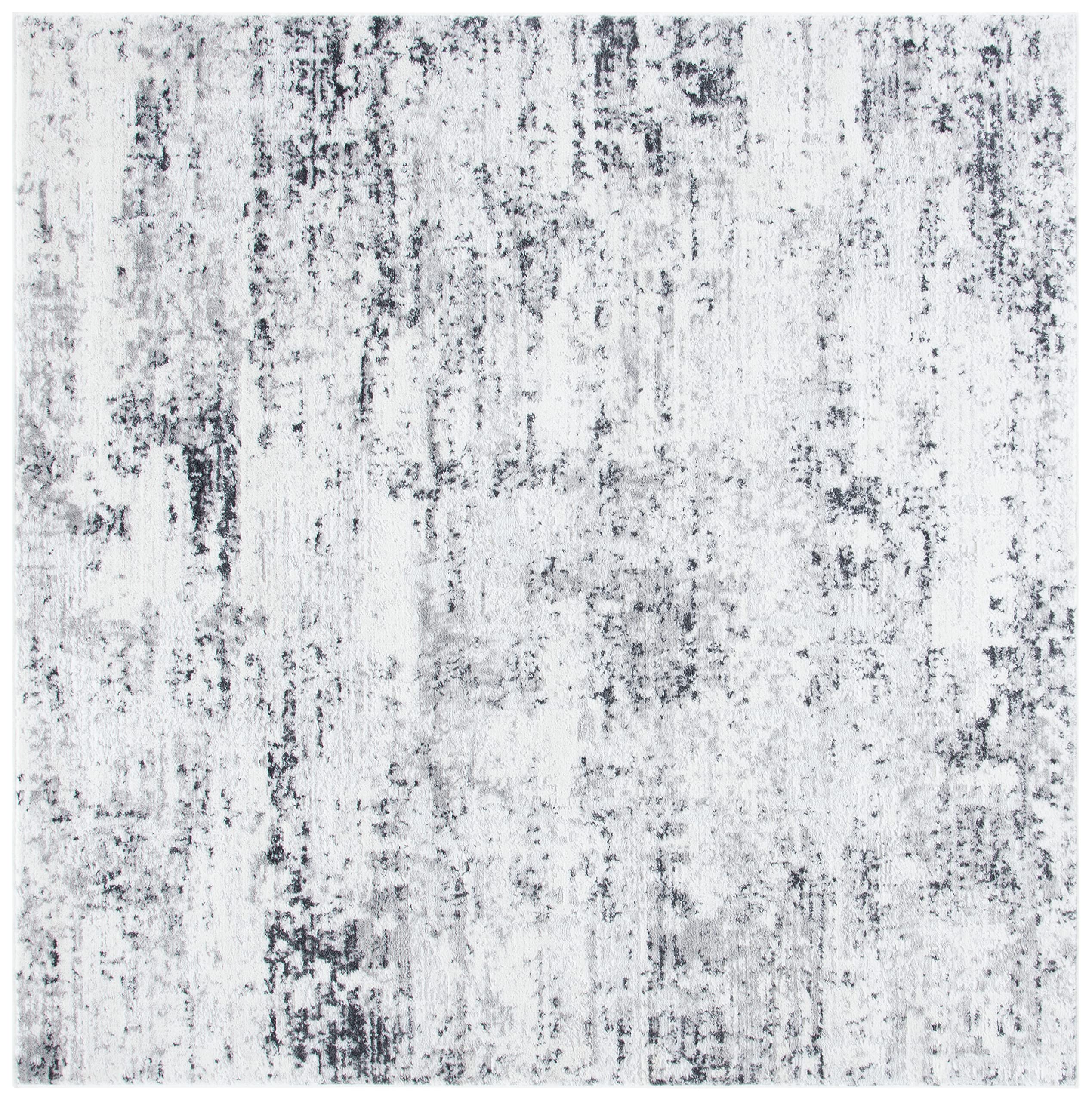 Safavieh Amelia Collection Area Rug - 6'7'' Square, Ivory & Grey, Modern Abstract Design, Non-Shedding & Easy Care, Ideal For Hi