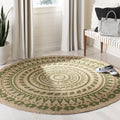 SAFAVIEH Natural Fiber Round Collection 5 Round Green NF802G Handmade Boho Mandala Braided Jute Area Rug
