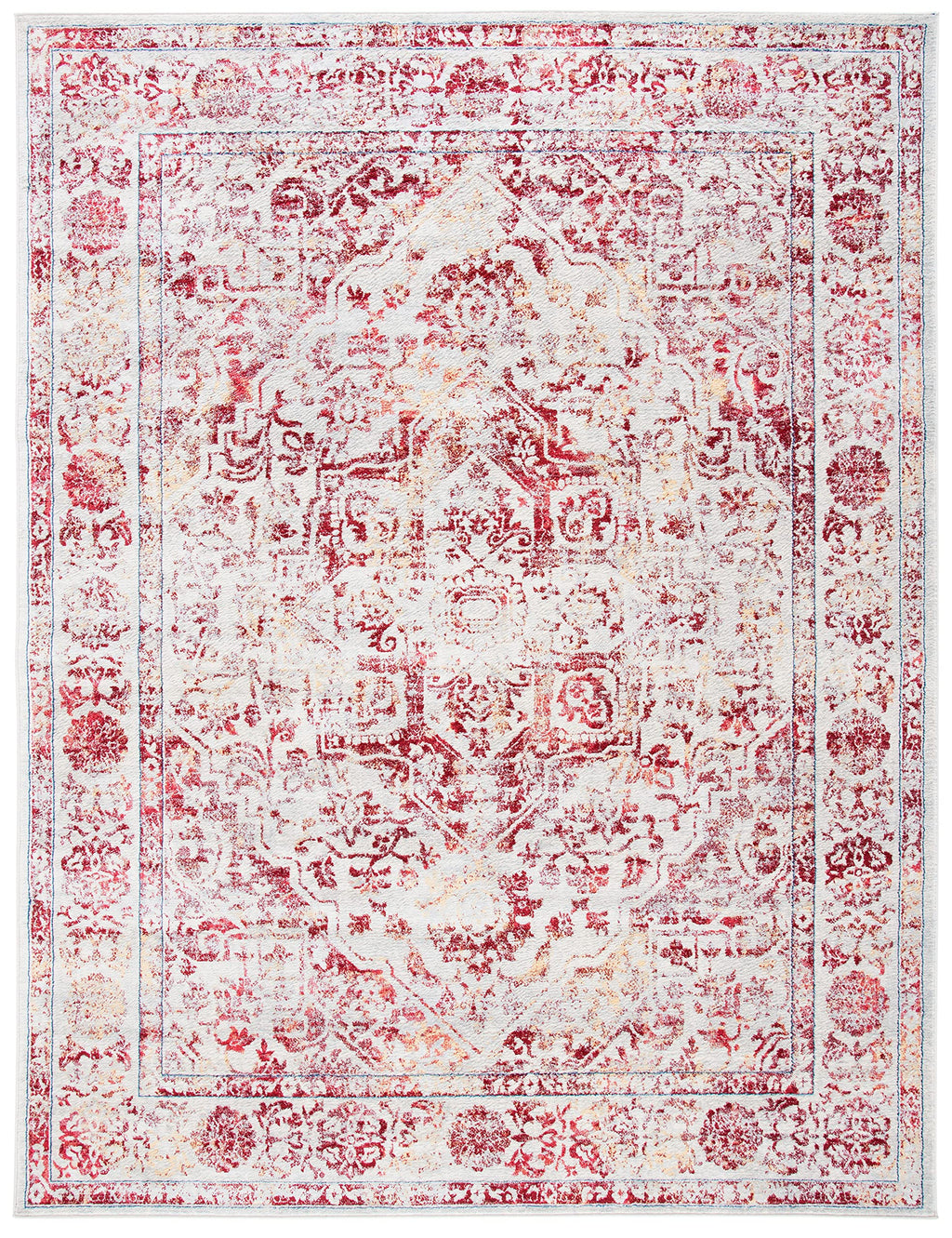 Safavieh Brentwood Collection Area Rug - 10' X 13', Ivory & Red, Medallion Distressed Design, Non-Shedding & Easy Care, Ideal Fo