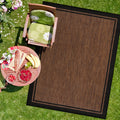 Camilson Indoor Outdoor Rug, 6X9 Bordered Nut Brown Black Modern Area Rugs For Indoor And Outdoor Patios, Kitchen And Hallway Ma