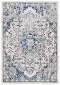 SAFAVIEH Madison Collection Accent Rug - 22 x 4, Ivory & Grey, Medallion Distressed Design, Non-Shedding & Easy Care, Ideal fo