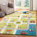 SAFAVIEH Carousel Kids Collection 4 x 6 Green / Ivory CRK192Y Neighborhood Nursery Playroom Area Rug