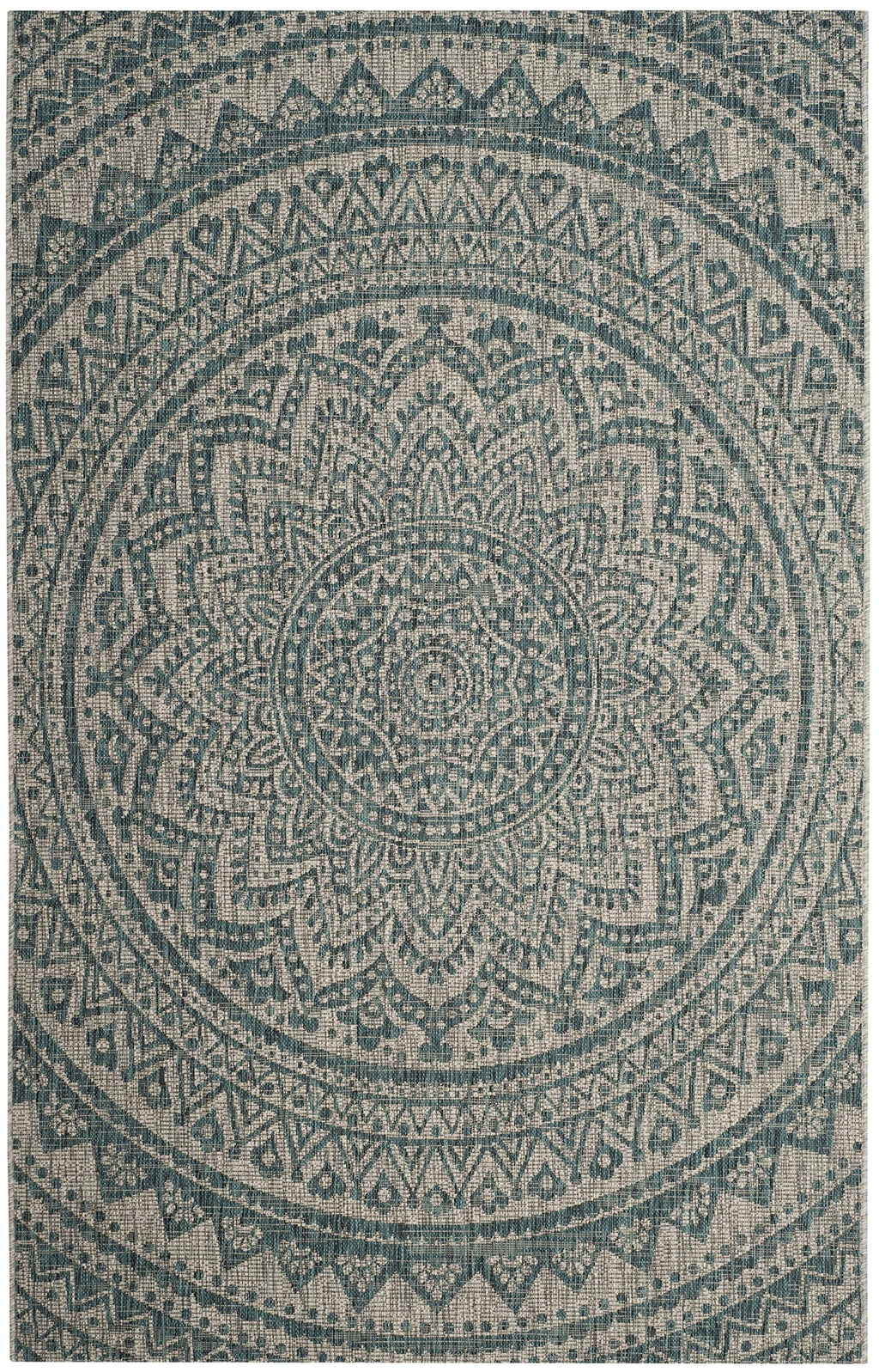Safavieh Courtyard Collection 48' X 68.4' Grey / Teal Cy8734 Indoor/ Outdoor Patio Backyard Mudroom Accent Rug