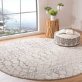 SAFAVIEH Tulum Collection Area Rug - 12 Round, Ivory & Grey, Moroccan Boho Distressed Design, Non-Shedding & Easy Care, Ideal f