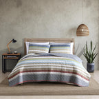 Eddie Bauer - Quilt Set, Cotton Reversible Bedding With Matching Shams, Lightweight Home Decor For All Seasons (Salmon Ladder Mu