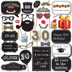 '30th Birthday - 31-pc Selfie Props with 8 x 10-Inch Sign, 45 Adhesive Pads, 35 Sticks - Dirty 30 Photo Booth Props''