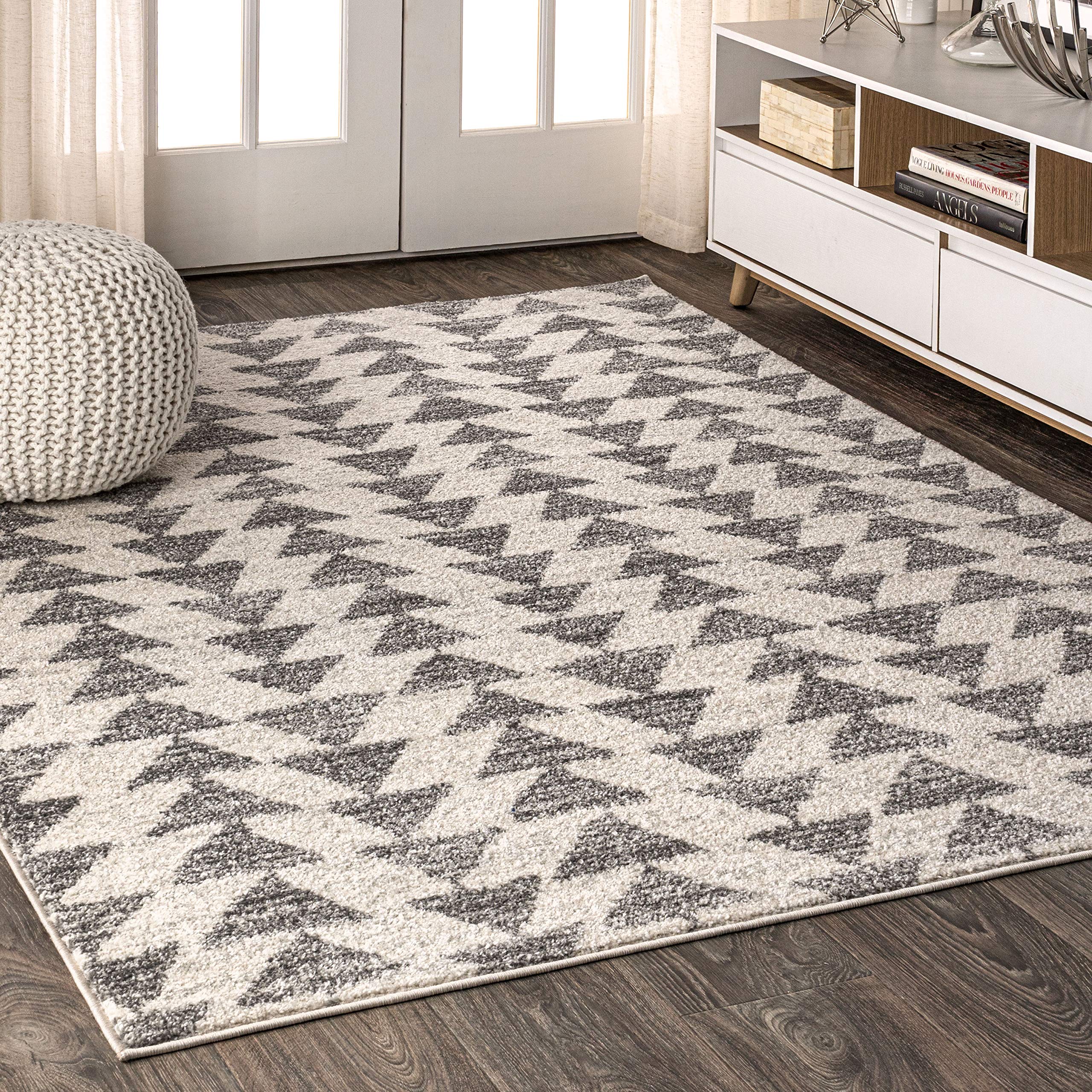 JONATHAN Y MOH206B-8 Aisha Moroccan Triangle Geometric Indoor Farmhouse Area-Rug Bohemian Minimalistic Easy-Cleaning Bedroom Kit