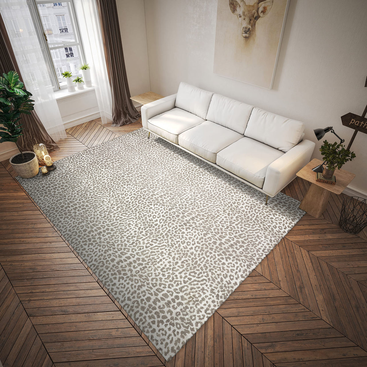 Dalyn Rugs Akina Leopard Animal Print Ak2 Faux Fur Stone 8' X 10'