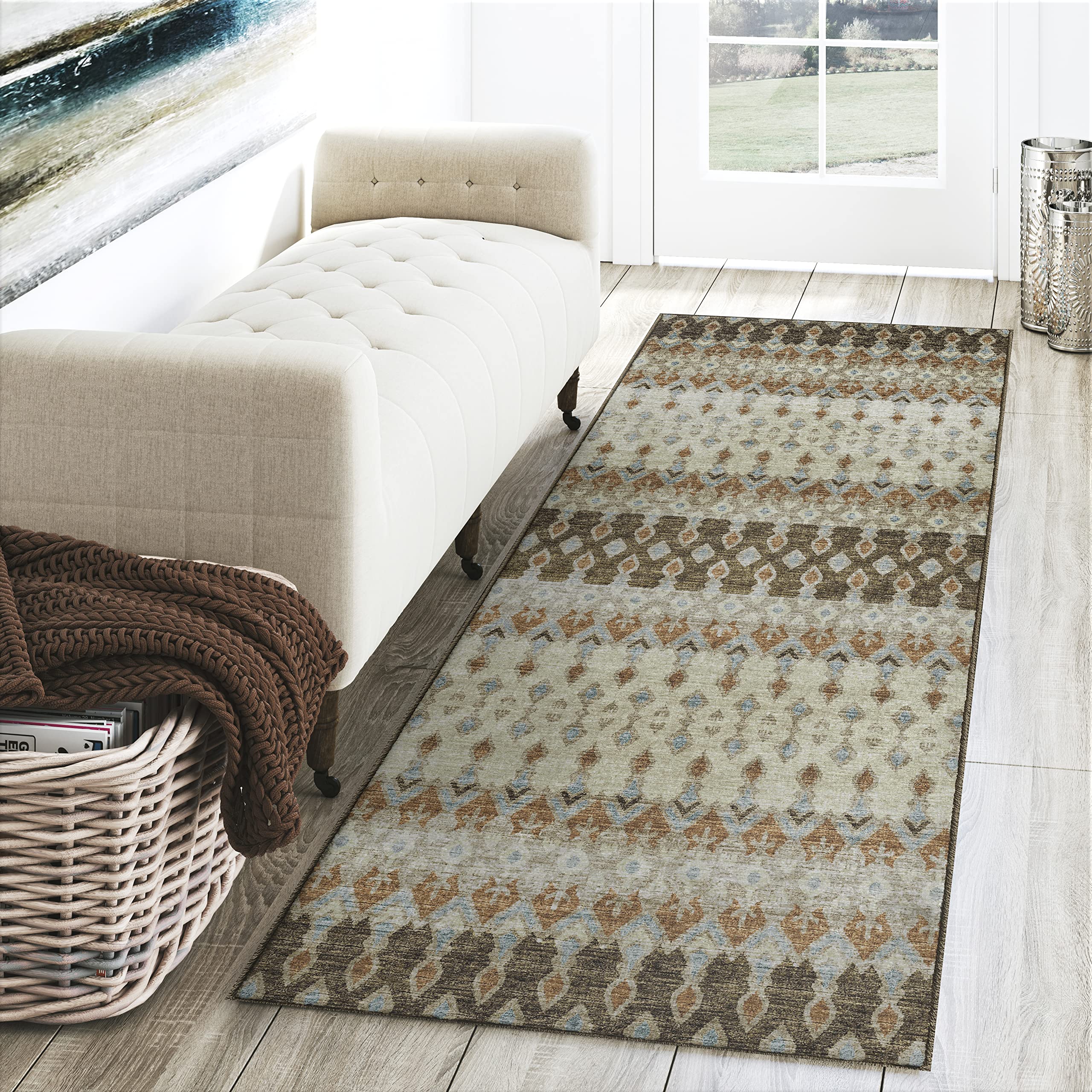 Dalyn Rugs Brisbane Br1 Tribal Trellis Mocha 2'3" X 7'6"