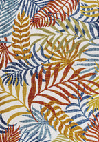 Jonathan Y Amc100B-3 Tropics Palm Leaves Indoor Outdoor Area Rug Bohemian Floral Easy Cleaning High Traffic Bedroom Kitchen Backyard Patio Porch Non Shedding, 3 X 5, Cream/Orange