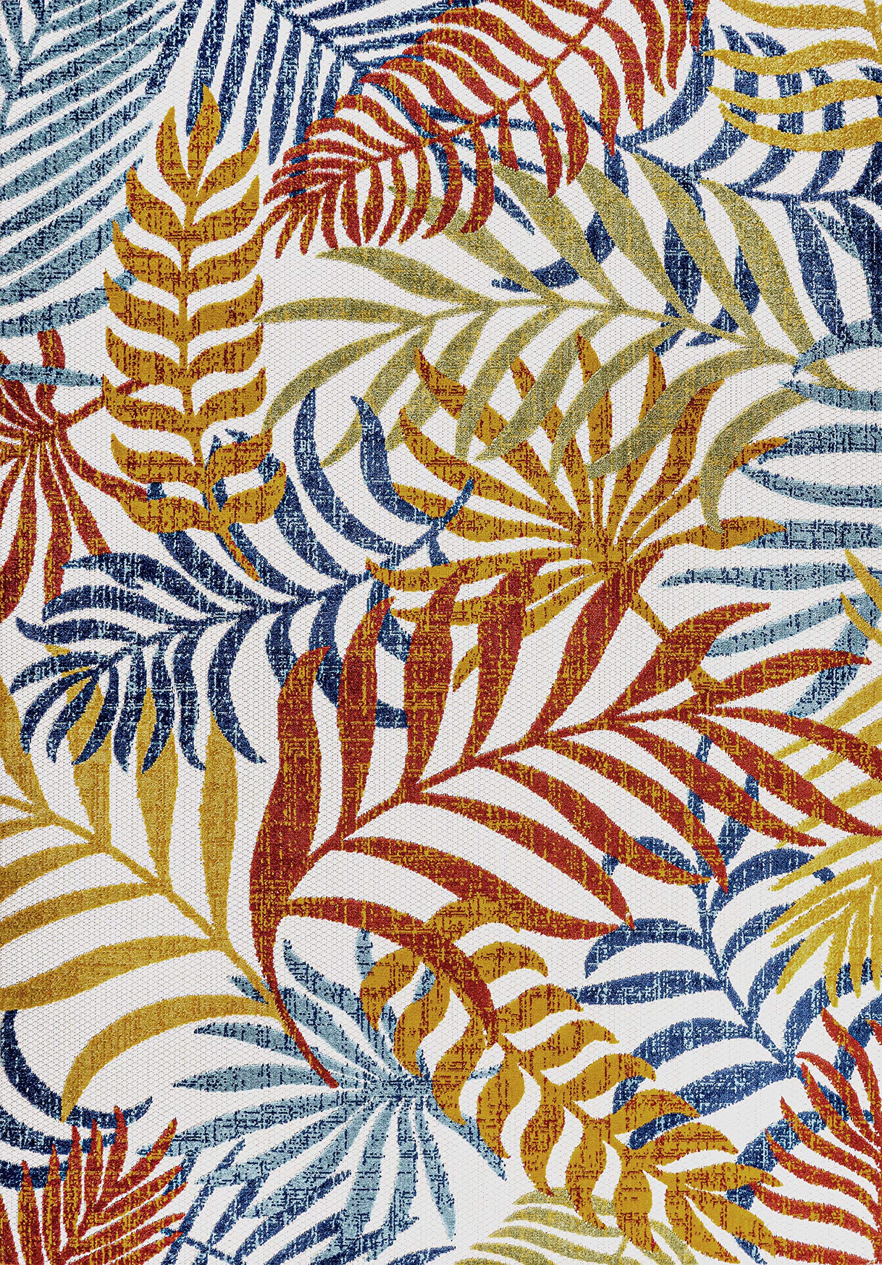 Jonathan Y Amc100B-3 Tropics Palm Leaves Indoor Outdoor Area Rug Bohemian Floral Easy Cleaning High Traffic Bedroom Kitchen Backyard Patio Porch Non Shedding, 3 X 5, Cream/Orange