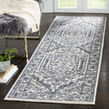 SAFAVIEH Adirondack Collection Runner Rug - 26 x 6, Ivory & Navy, Oriental Medallion Design, Non-Shedding & Easy Care, Ideal f