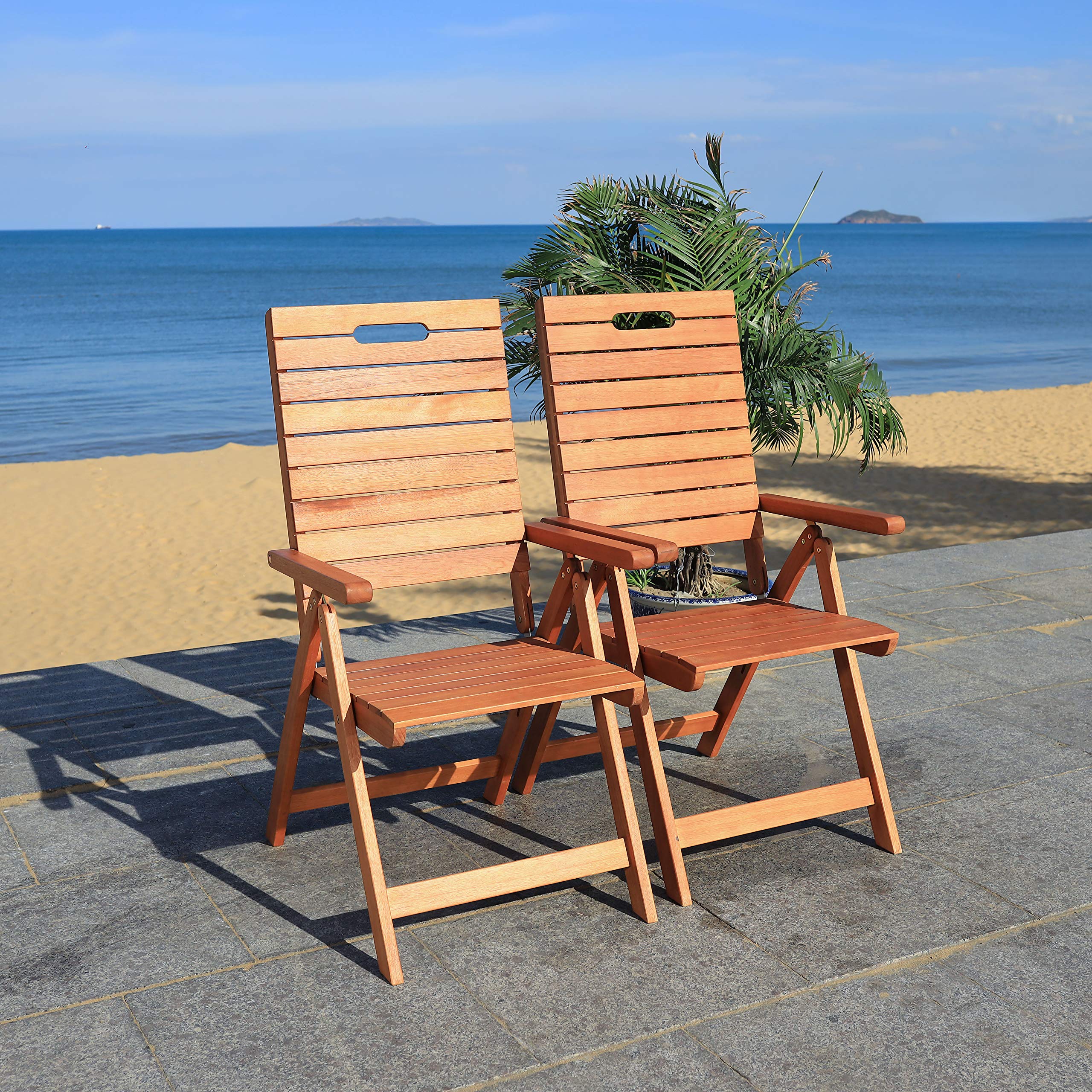 Safavieh Outdoor Collection Rence Natural Brown Folding Chairs (Set Of 2)