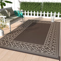 Genimo Outdoor Rug Waterproof 6' X 9' For Patio, Foldable Reversible Plastic Straw Carpet For Travel Trailers, Outside Area Mat