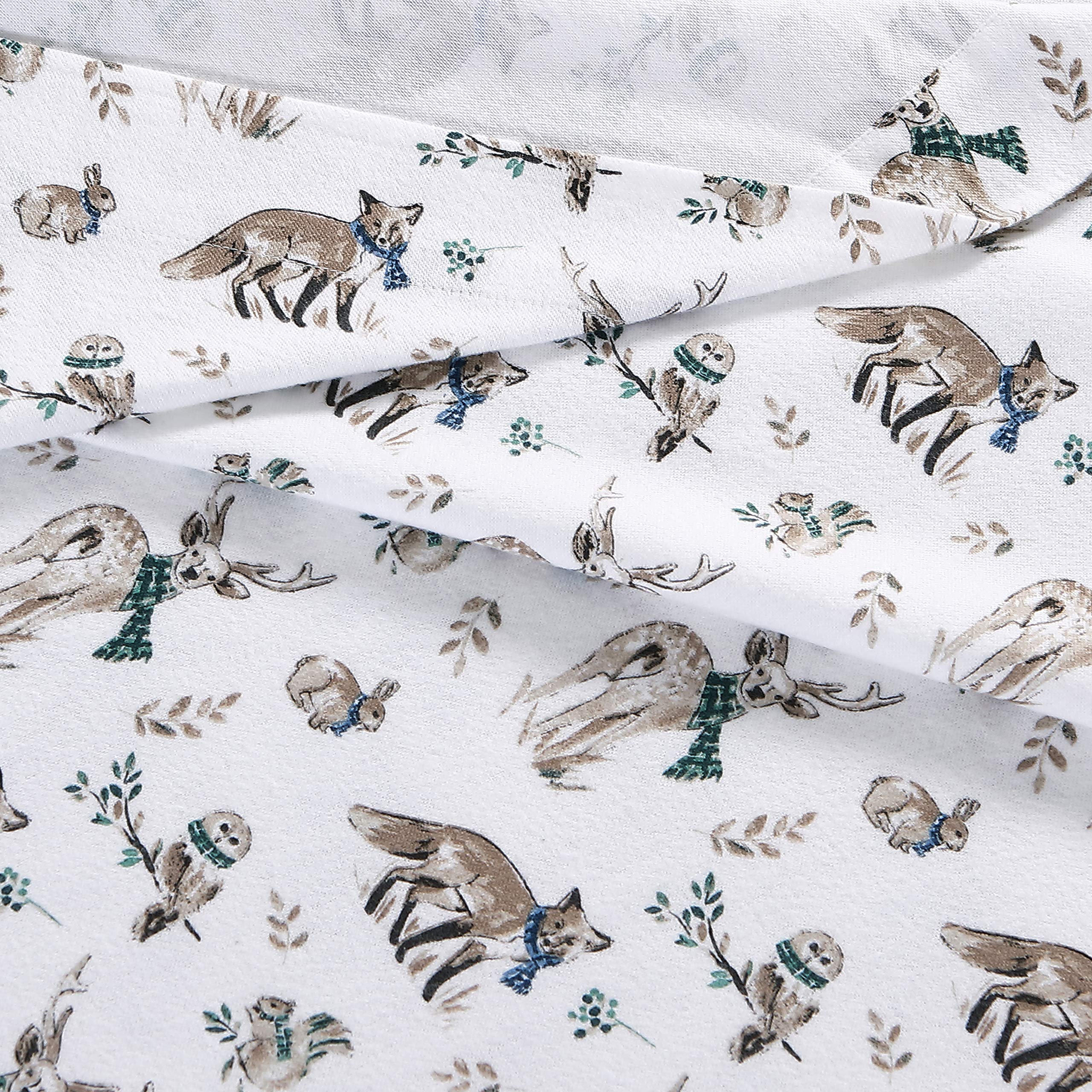 Eddie Bauer - King Sheets, Cotton Flannel Bedding Set, Brushed For Extra Softness, Cozy Home Decor (Woodland Friends, King)