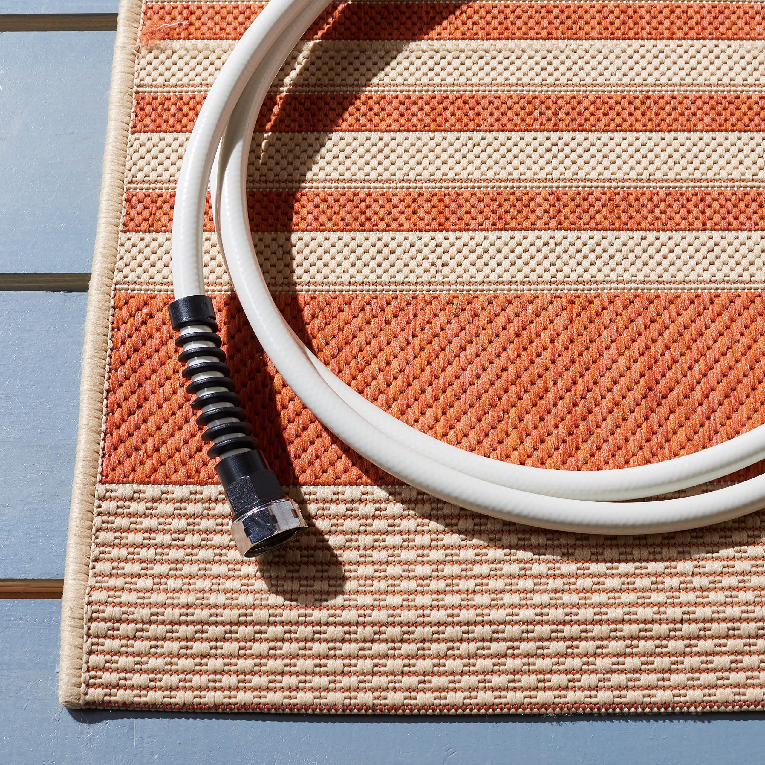 Safavieh Courtyard Collection Area Rug - 6'7'' X 9'6'', Terracotta & Beige, Stripe Design, Non-Shedding & Easy Care, Indoor/Outd