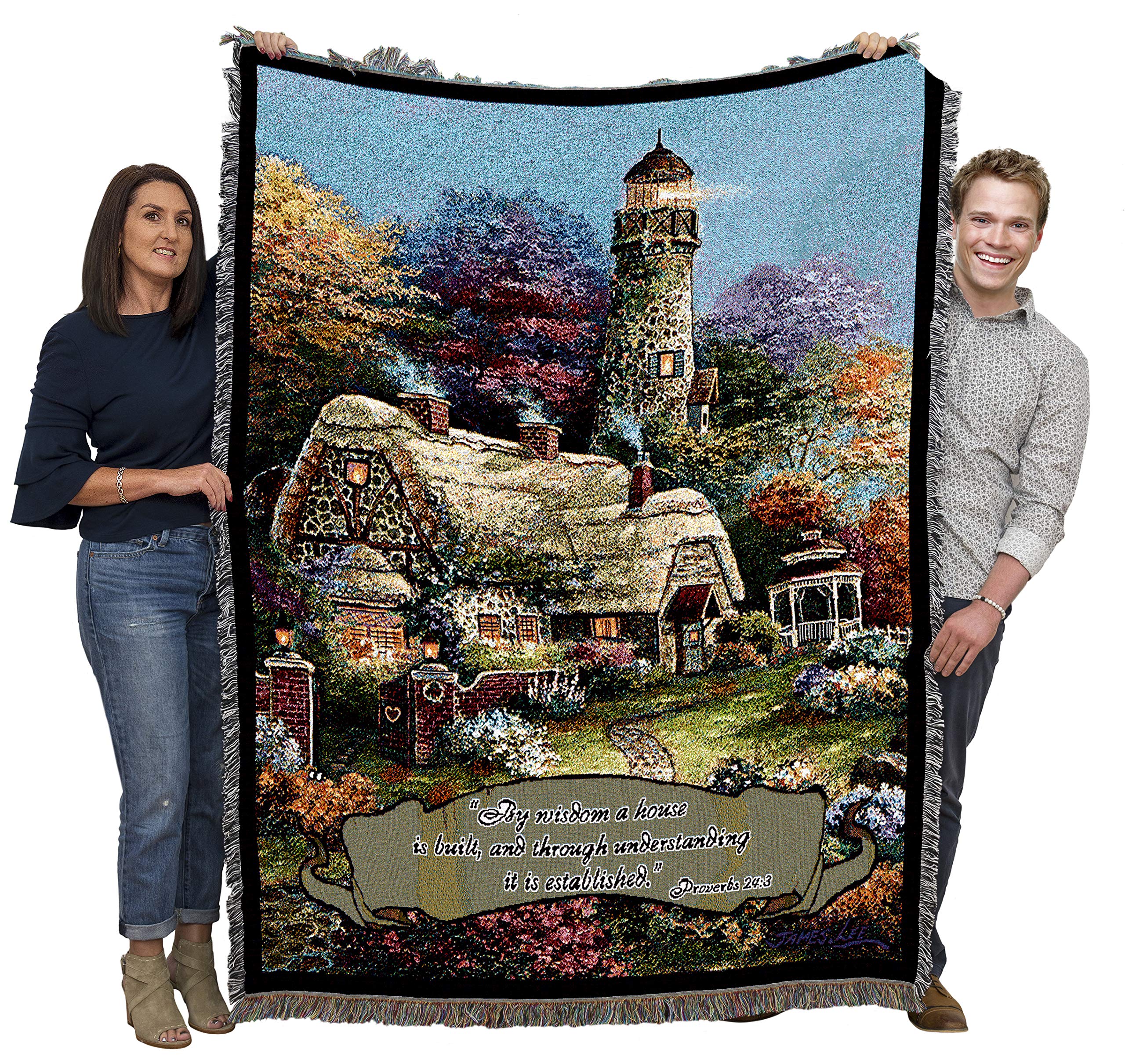 Pure Country Weavers Heavens Light Blanket By James Lee Blanket - By Wisdom A House Is Built - Scriptures - Proverbs 24:3-4 - Gi