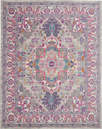 Nourison Passion Bohemian Light Grey/Pink 8' X 10' Area Rug, Easy Cleaning, Non Shedding, Bed Room, Living Room, Dining Room, Kitchen (8X10)