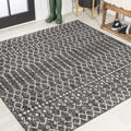 JONATHAN Y SMB108F-6SQ Ourika Moroccan Geometric Textured Weave Black/Gray 6 Square Indoor/Outdoor Area Rug, Pet Friendly, Non-