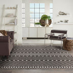 Nourison Positano Indoor/Outdoor Black 8' X 10' Area Rug, Easy Cleaning, Non Shedding, Bed Room, Living Room, Dining Room, Backyard, Deck, Patio (8X10)