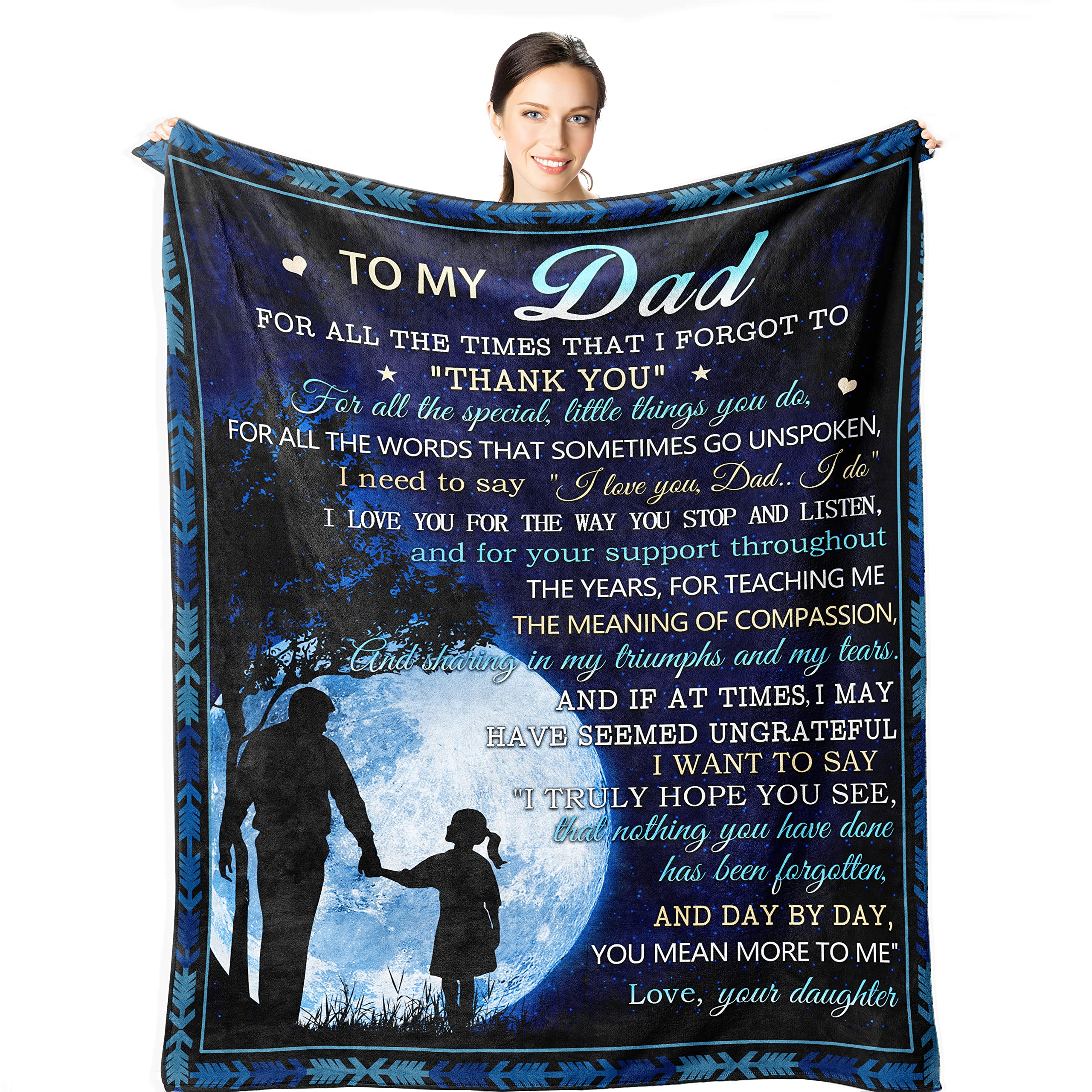 Wisegem Dad Gifts From Daughter - Dad Blanket From Daughter 60'X50' - Birthday Gifts For Daddy - Gifts For Dad Who Wants Nothi