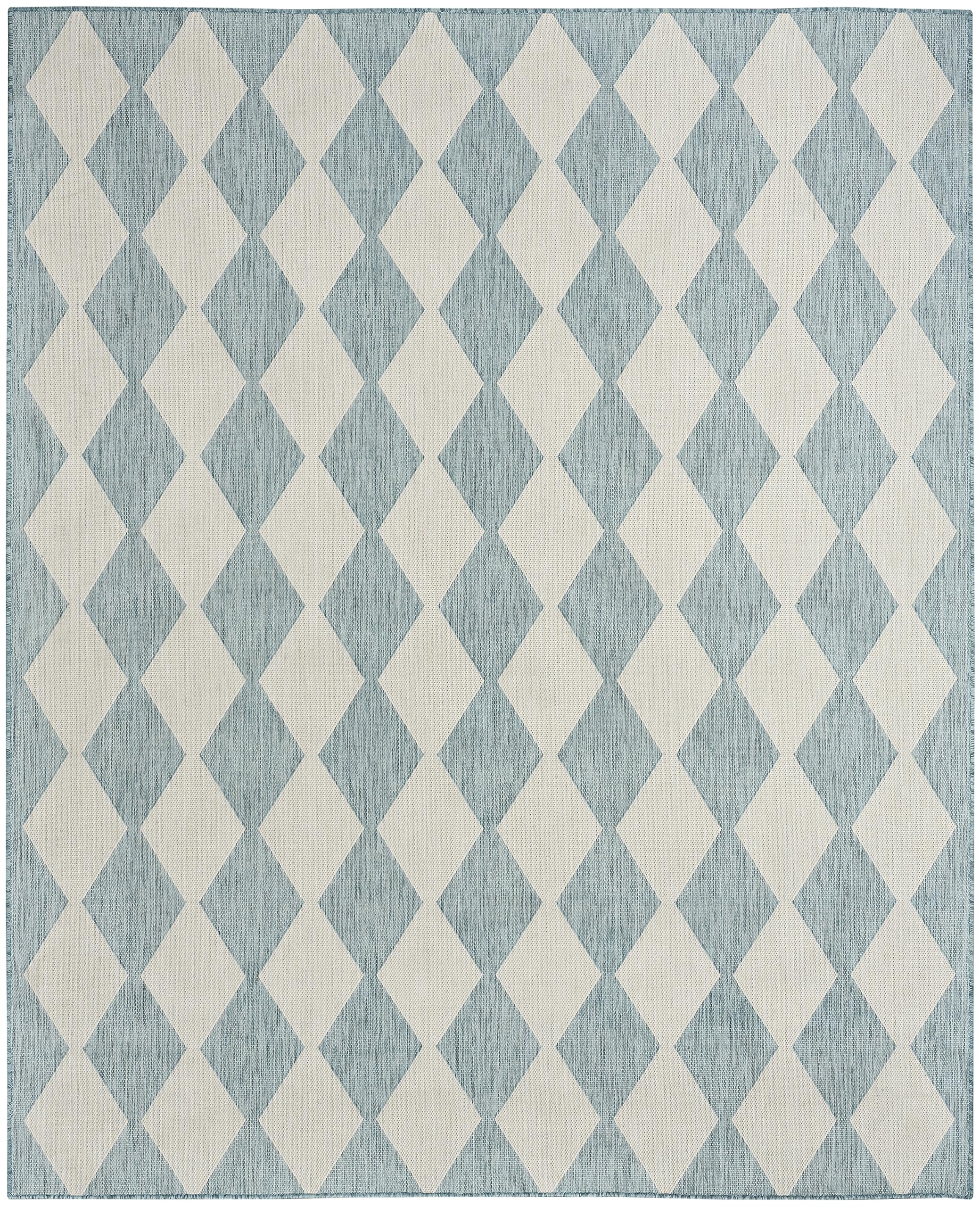 Nourison Positano Indoor/Outdoor Aqua 6' X 9' Area Rug, Easy Cleaning, Non Shedding, Bed Room, Living Room, Dining Room, Backyard, Deck, Patio (6X9)