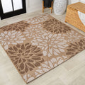 Jonathan Y Smb110I-5Sq Zinnia Modern Floral Textured Weave Indoor Outdoor Area Rug, Bohemian Coastal Mediterranean Easy Cleaning
