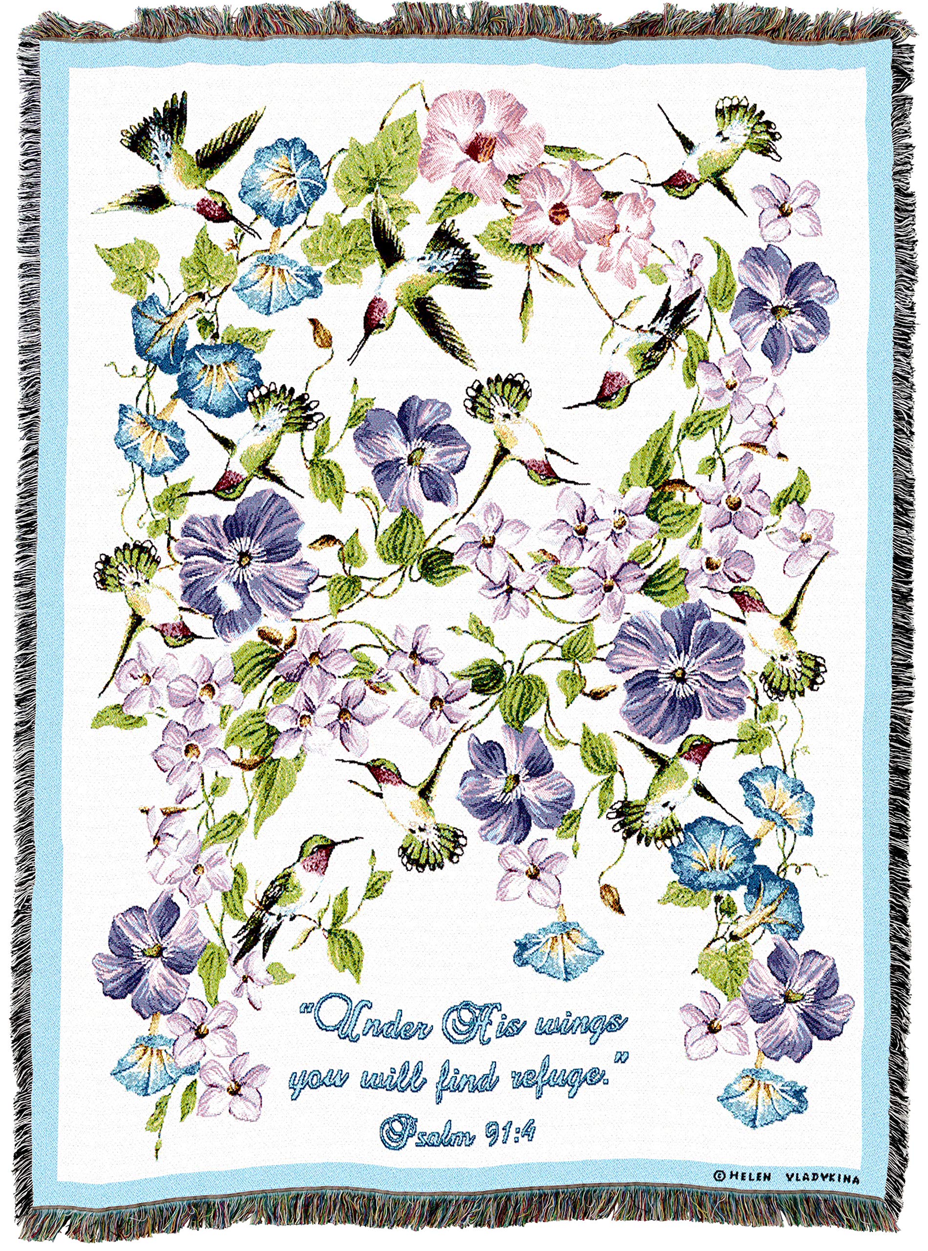 Pure Country Weavers Hummingbird Xl Blanket By Elena Vladykina - Scriptures - Psalm 91:4 - Religious Gift Tapestry Throw Woven F
