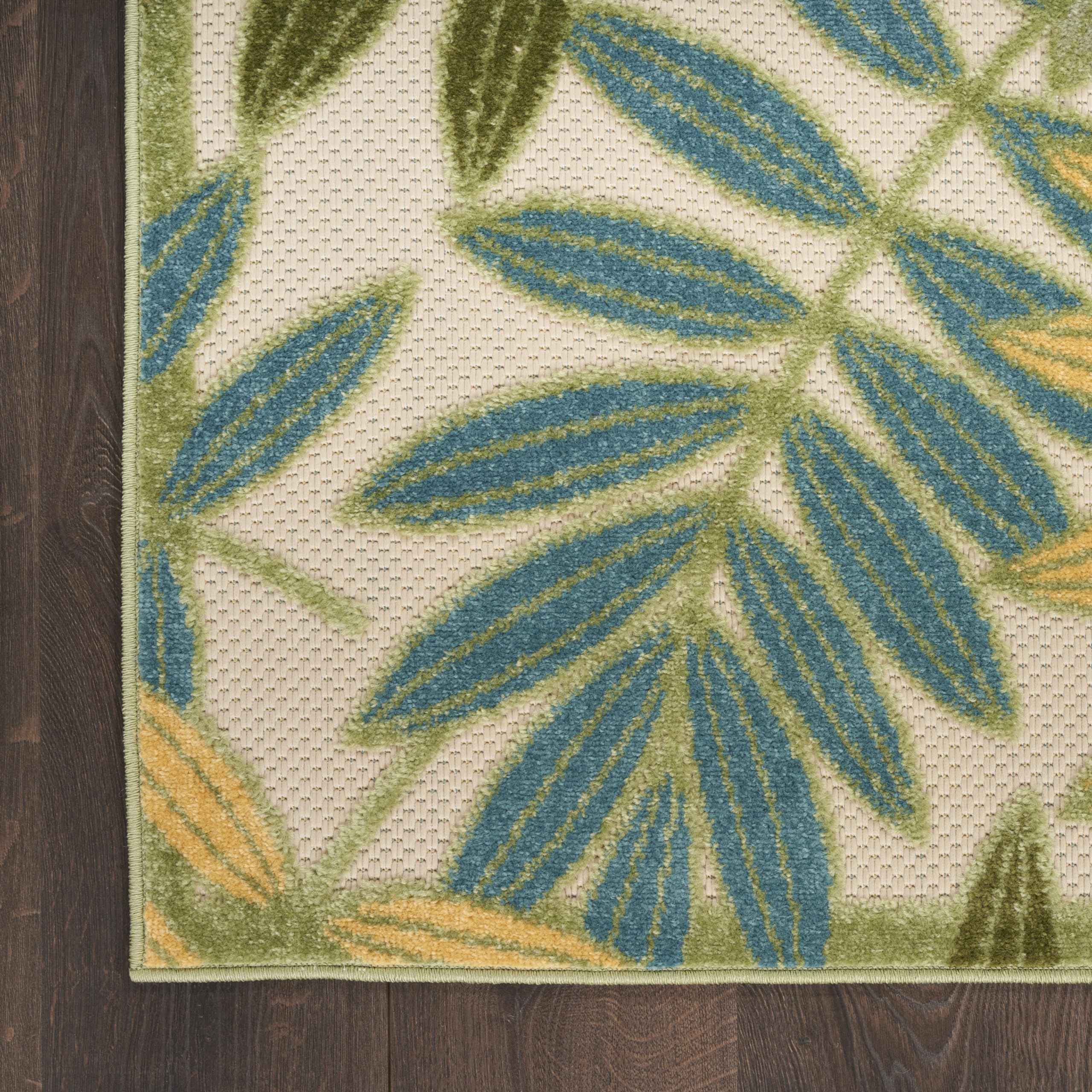 Nourison Aloha Indoor/Outdoor Green Multicolor 2'3' X 8' Area Rug, Easy Cleaning, Non Shedding, Bed Room, Living Room, Dining Room, Backyard, Patio, Deck (2X8)