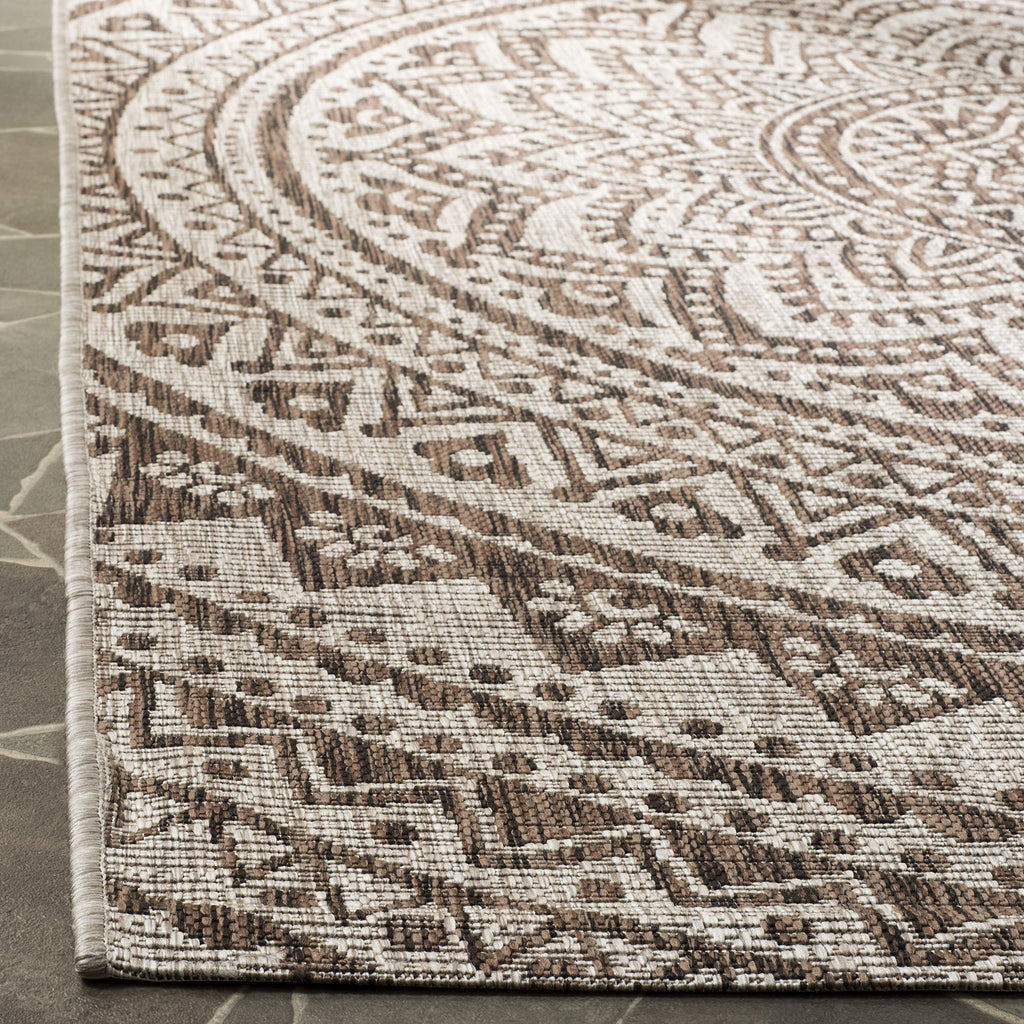 Safavieh Courtyard Collection 4' X 5'7' Light Beige/Terracotta Cy8734 Indoor/-Outdoor-Waterproof Easy-Cleaning Patio Backyard Mudroom Accent-Rug