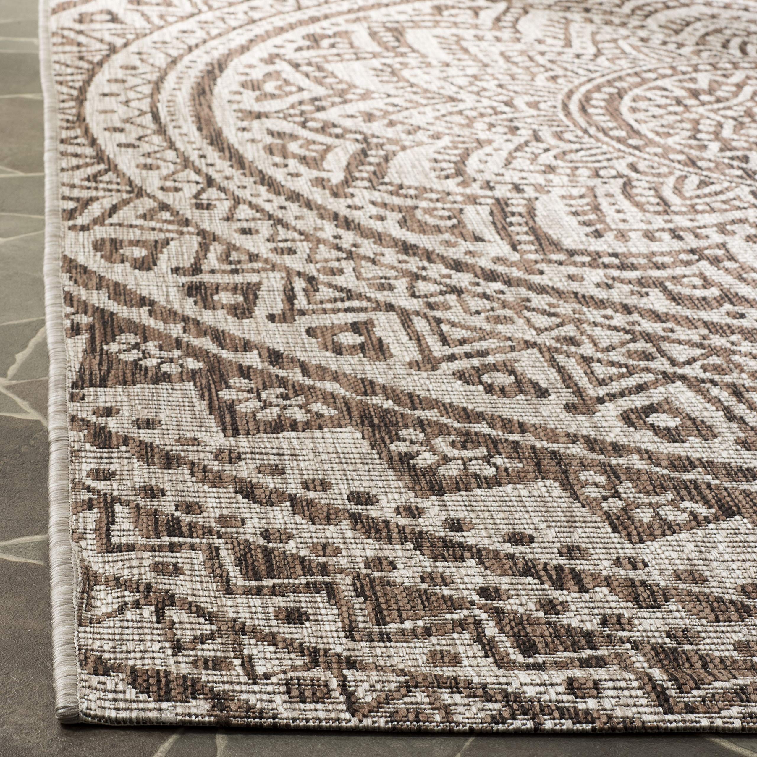 Safavieh Courtyard Collection 4' X 5'7' Light Beige/Terracotta Cy8734 Indoor/-Outdoor-Waterproof Easy-Cleaning Patio Backyard Mudroom Accent-Rug