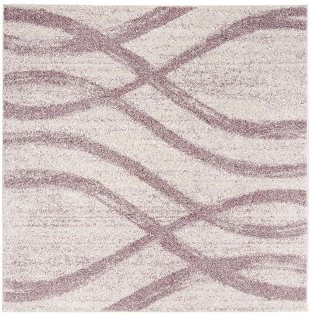 Safavieh Adirondack Collection Area Rug - 4' Square, Cream & Purple, Modern Wave Distressed Design, Non-Shedding & Easy Care, Id