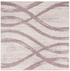 Safavieh Adirondack Collection Area Rug - 4' Square, Cream & Purple, Modern Wave Distressed Design, Non-Shedding & Easy Care, Id