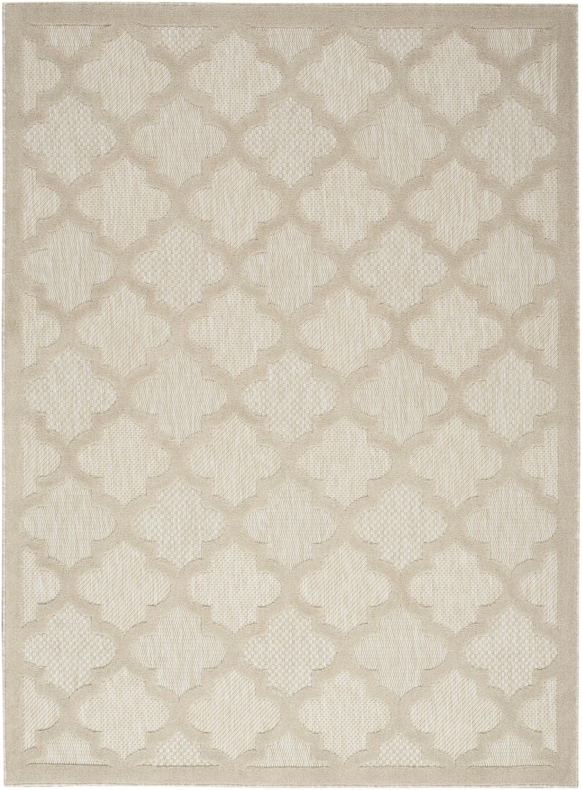 Nourison Easy Care Indoor/Outdoor Cream 6' X 9' Area Rug, Easy Cleaning, Non Shedding, Bed Room, Living Room, Dining Room, Backyard, Deck, Patio (6X9)