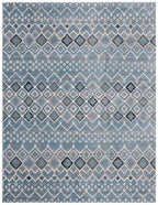 Safavieh Amsterdam Collection X-Large Area Rug - 11' X 15', Blue & Ivory, Moroccan Boho Design, Non-Shedding & Easy Care, Ideal