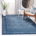 SAFAVIEH Tulum Collection 8 Square Navy/Ivory TUL264N Moroccan Boho Distressed Non-Shedding Area Rug