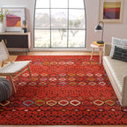 SAFAVIEH Amsterdam Collection 5'1'' Square Terracotta / Multi AMS108D Moroccan Boho Non-Shedding Living Room Bedroom Area Rug