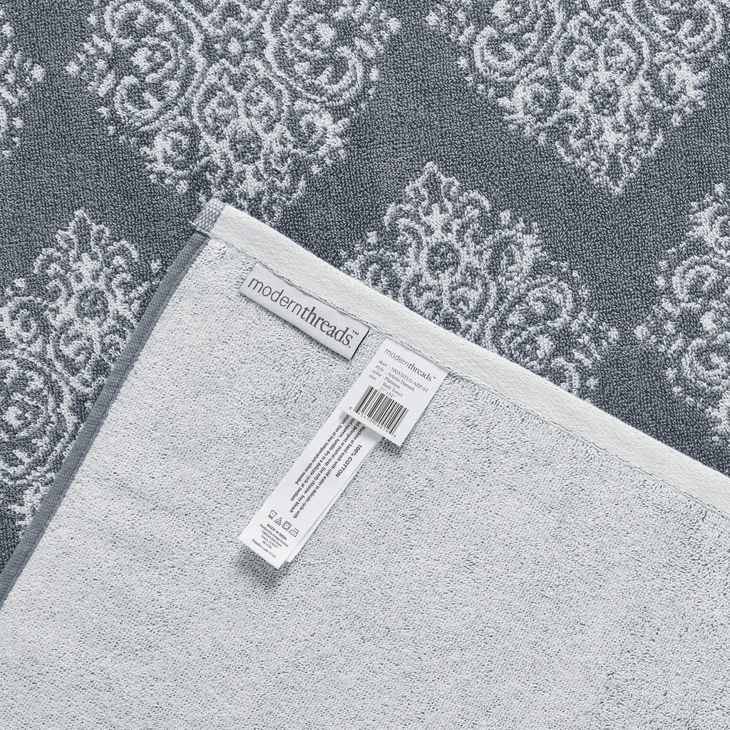 Amrapur Overseas | Artesia Damask 6 Piece Reversible Yarn Dyed Jacquard Towel Set (Sterling Blue)