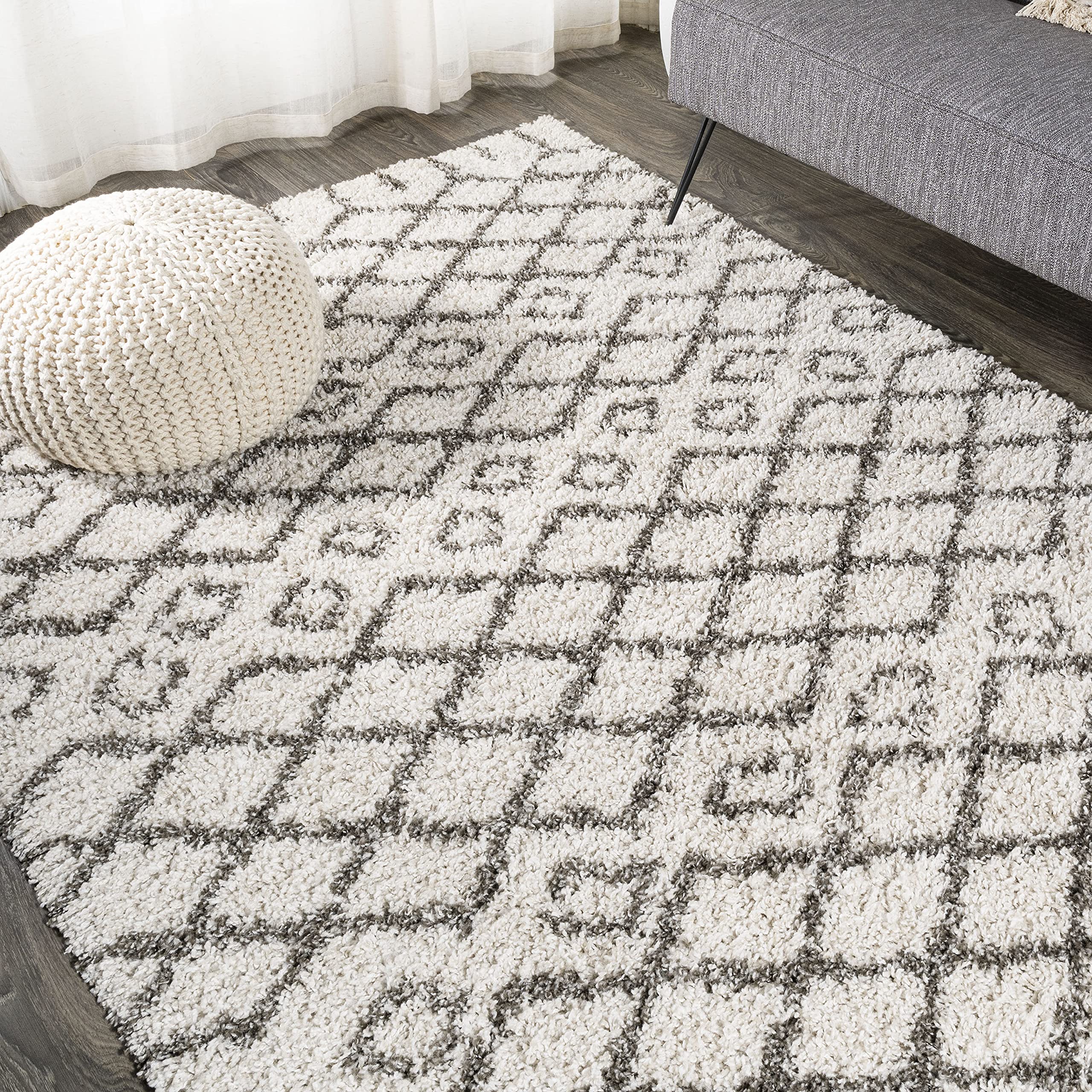 JONATHAN Y SHG104A-8 Algaida Moroccan Diamond Shag Indoor Area-Rug Bohemian Contemporary Modern Geometric Easy-Cleaning High Tra