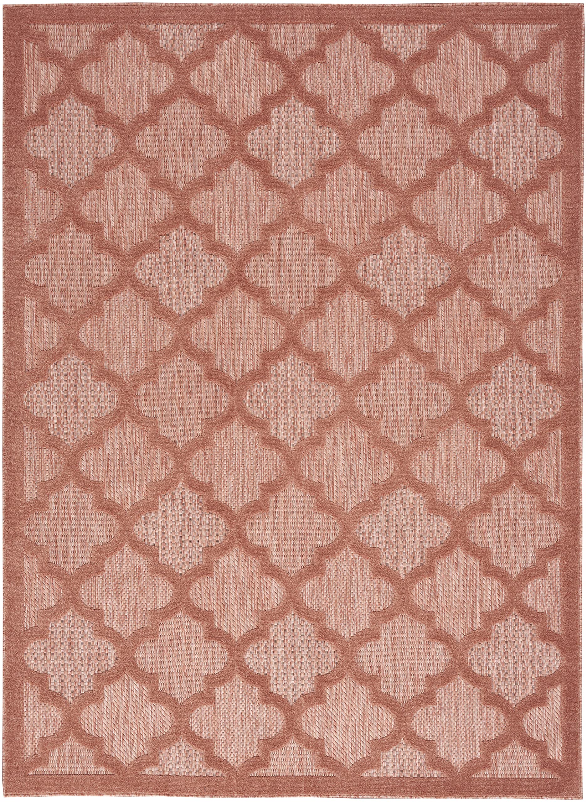 Nourison Easy Care Moroccan Coral/Orange 5' X 7' Area -Rug, Trellis, Easy -Cleaning, Non Shedding, Bed Room, Living Room, Dining Room, Backyard, Deck, Patio (5X7)