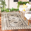 Safavieh Veranda Collection 2'7' X 5' Ivory / Slate Ver099 Boho Indoor/ Outdoor Non-Shedding Easy--Cleaning Patio Backyard Porc