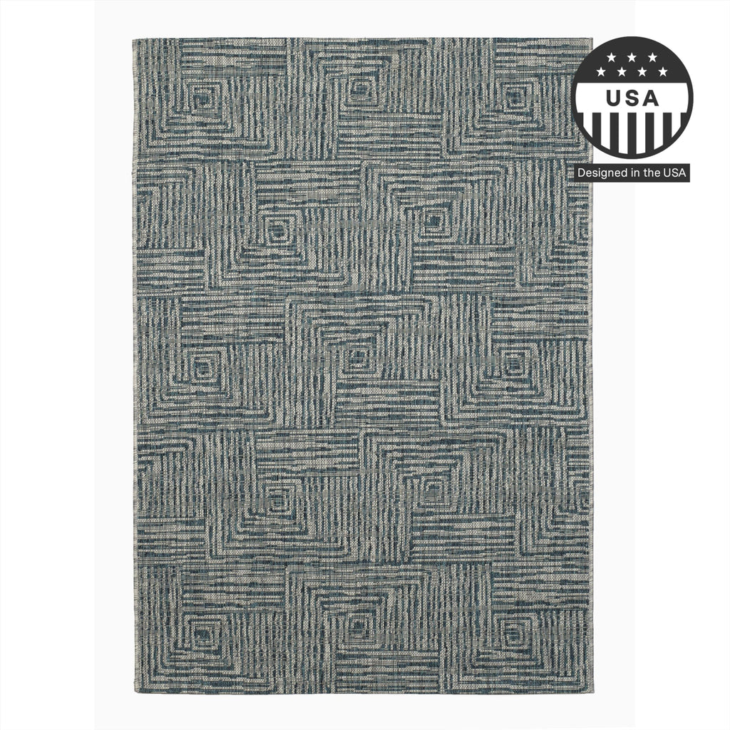 Fh Home Outdoor Rug - Waterproof Easy To Clean Stain Resistant - Patio Indoor Outdoor Porch Deck Balcony Entryway - Geometric Mo