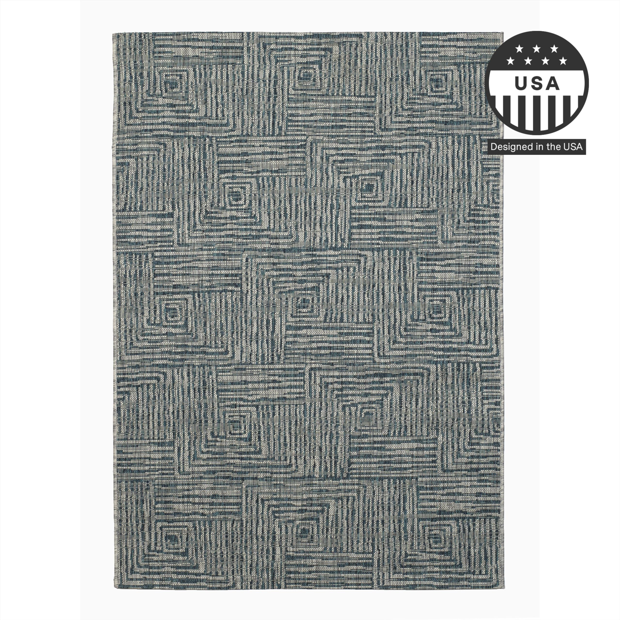 Fh Home Outdoor Rug - Waterproof Easy To Clean Stain Resistant - Patio Indoor Outdoor Porch Deck Balcony Entryway - Geometric Mo