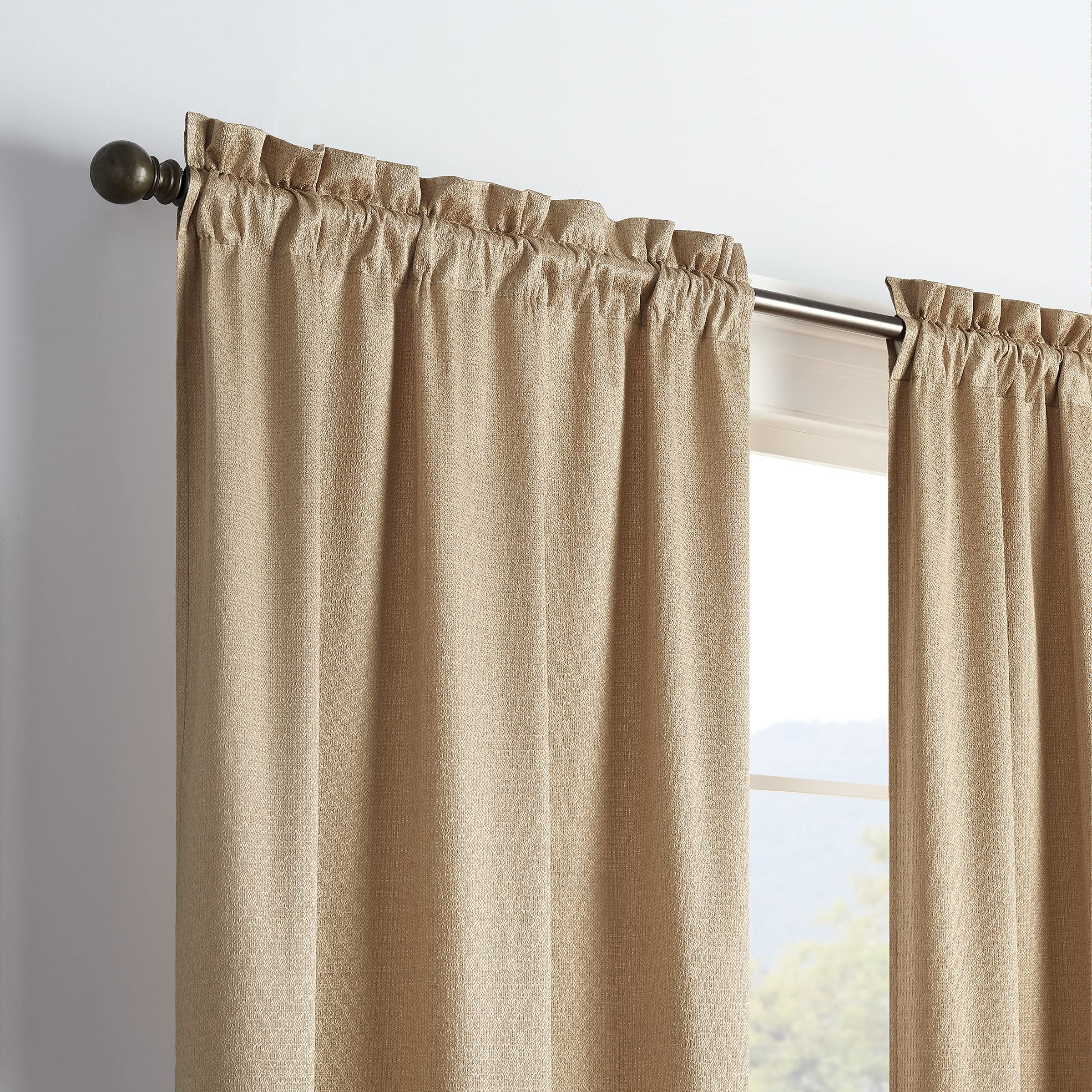 Eclipse Canova Thermal Insulated Single Panel Rod Pocket Darkening Curtains For Living Room, 42 In X 84 In, Gold